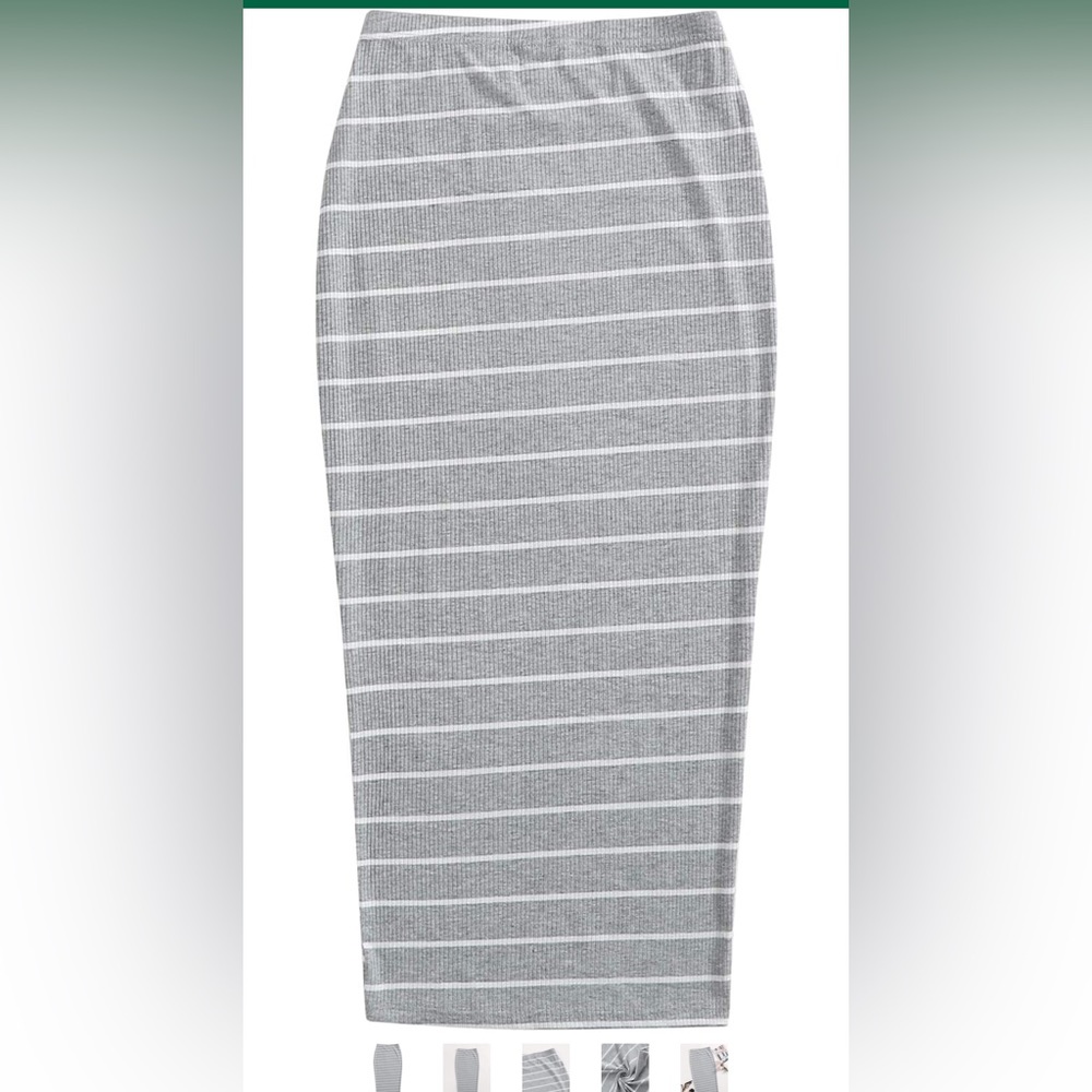 Light gray striped pencil skirt